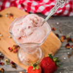 dish of strawberry frozen yogurt