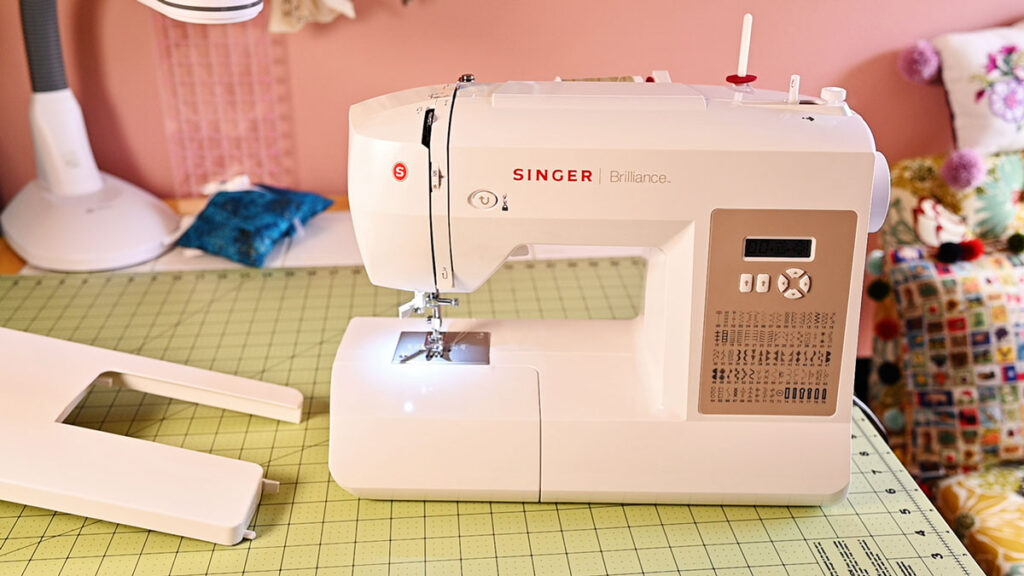 sewing machine on a clean sewing table