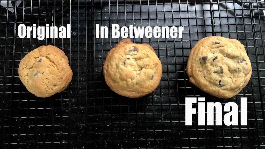 3 versions of the cookies as the recipe became more refined