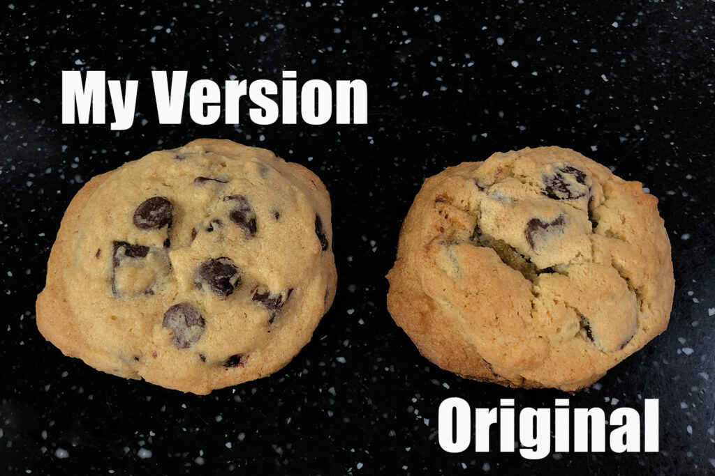 Two cookies side by side showing the differences in recipes