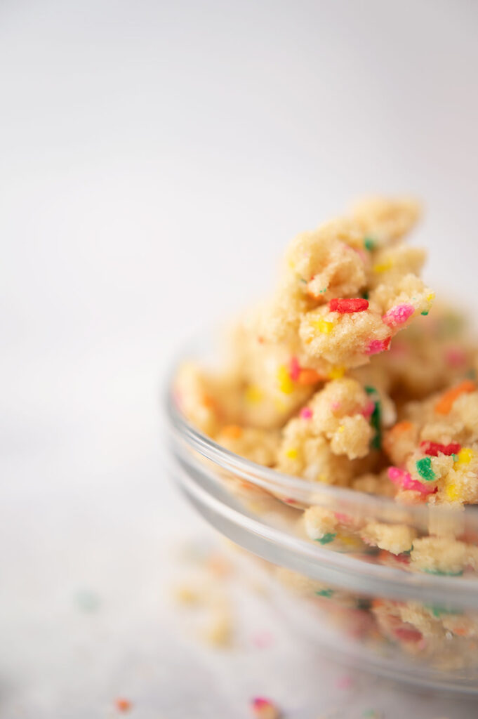 closeup of multi colored crumbles