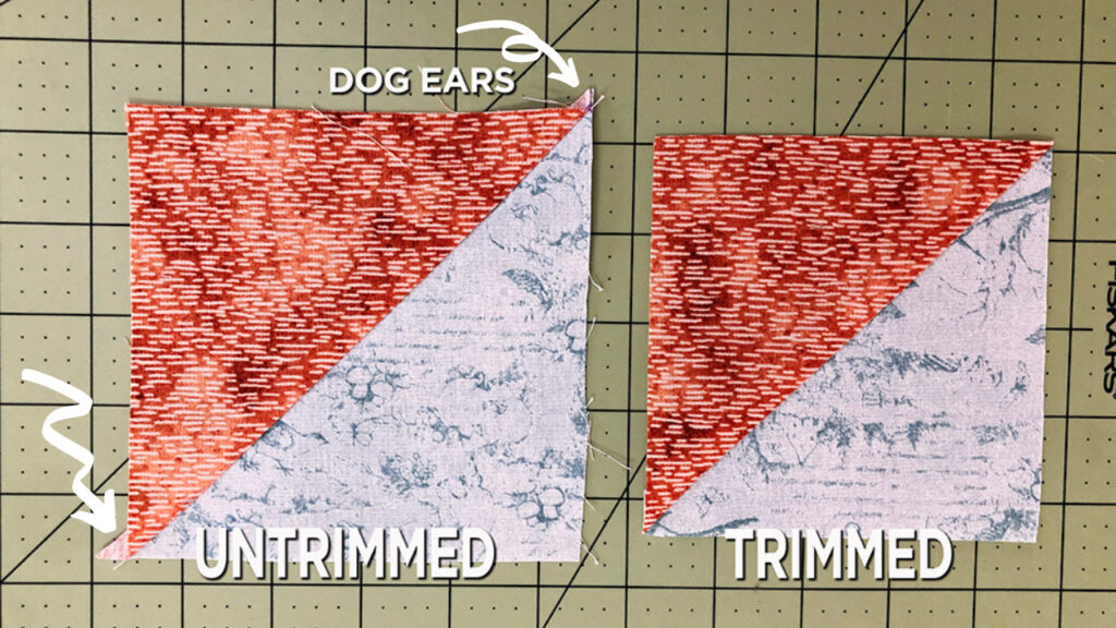 a trimmed and untrimmed HST pair showing dog ears