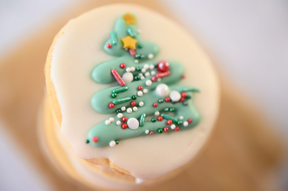 decorated round christmas sugar cookies