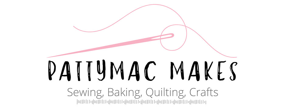 Logo illustration for Pattymac Make with a pink sewing needle and thread