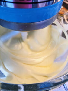 The fluffy texture of the cake batter during mixing