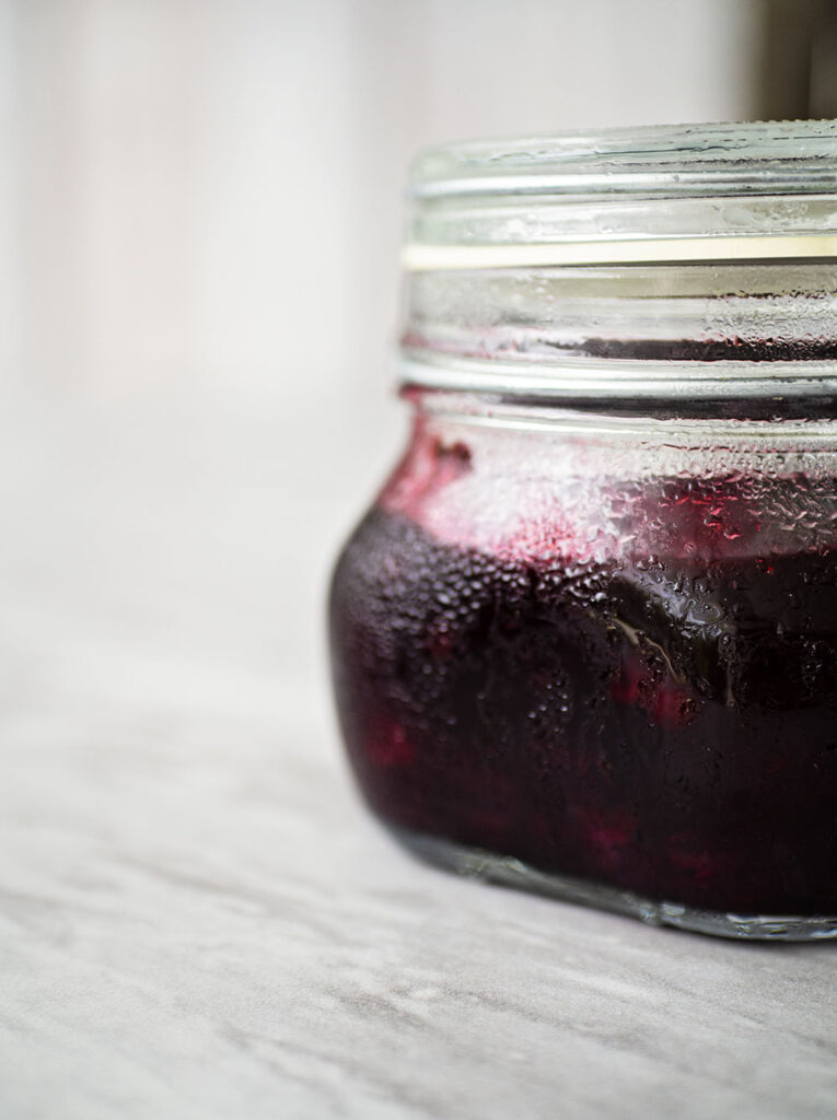 blueberry compote in a vintage mason jar