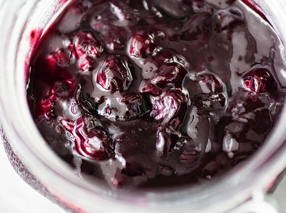 close up of blueberry compote