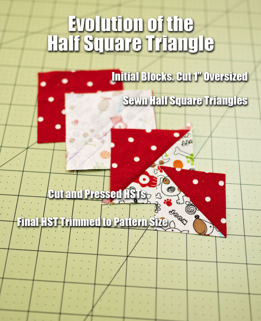 diagram showing the effect on size when constructing half square triangles