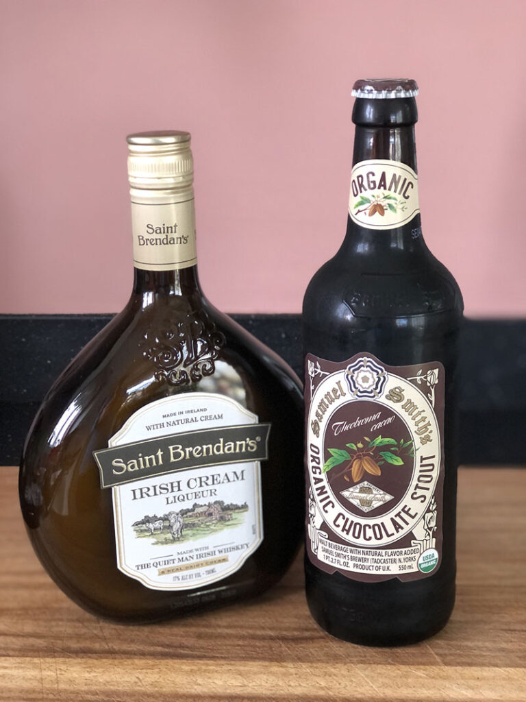 bottle of English Stout Ale and Irish Cream