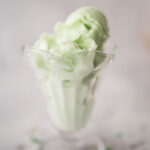 vintage sundae cup with pastel green mint ice cream