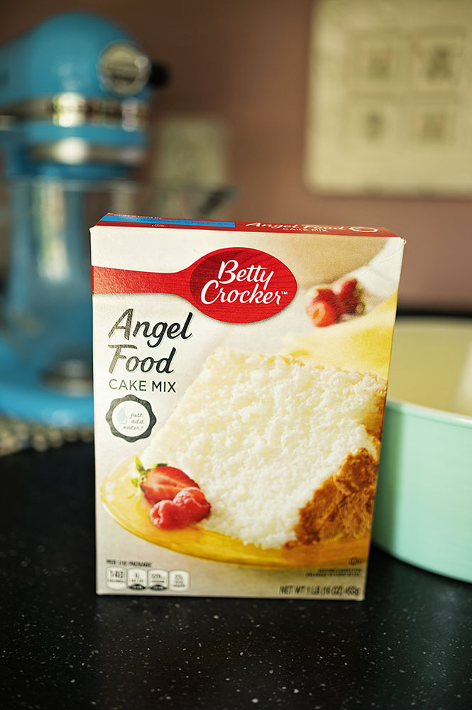 box of angel food cake from betty crocker