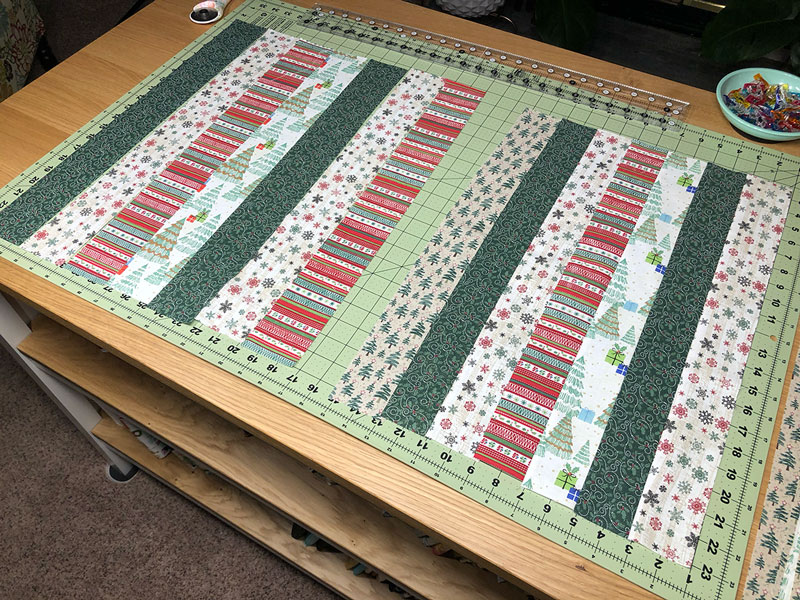 Two strip sets made of Christmas prints