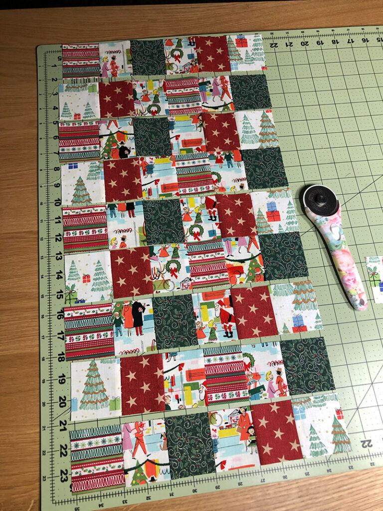ready to piece rows of patchwork