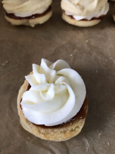 white frosting on a cookie