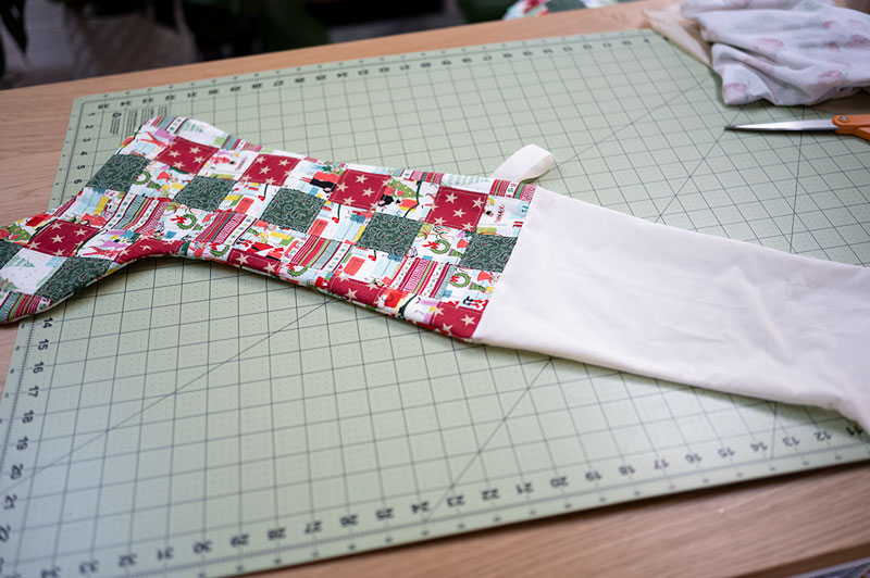 the stocking turned right side out with lining out
