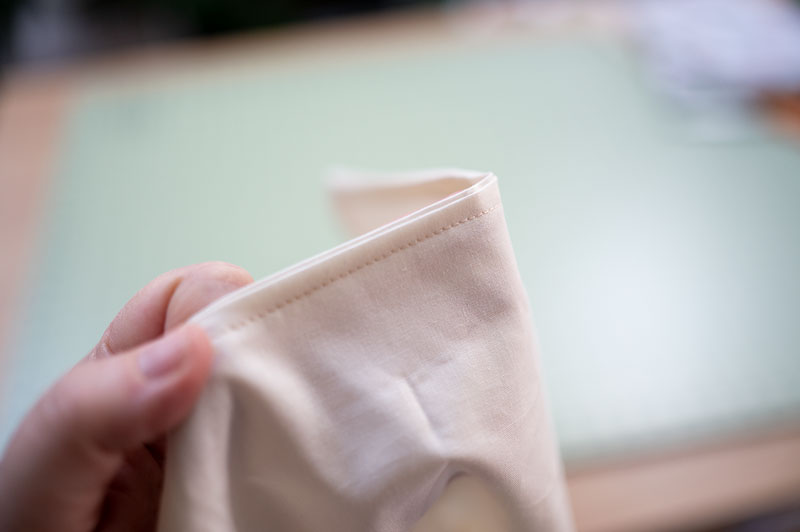 a neatly stitched seam