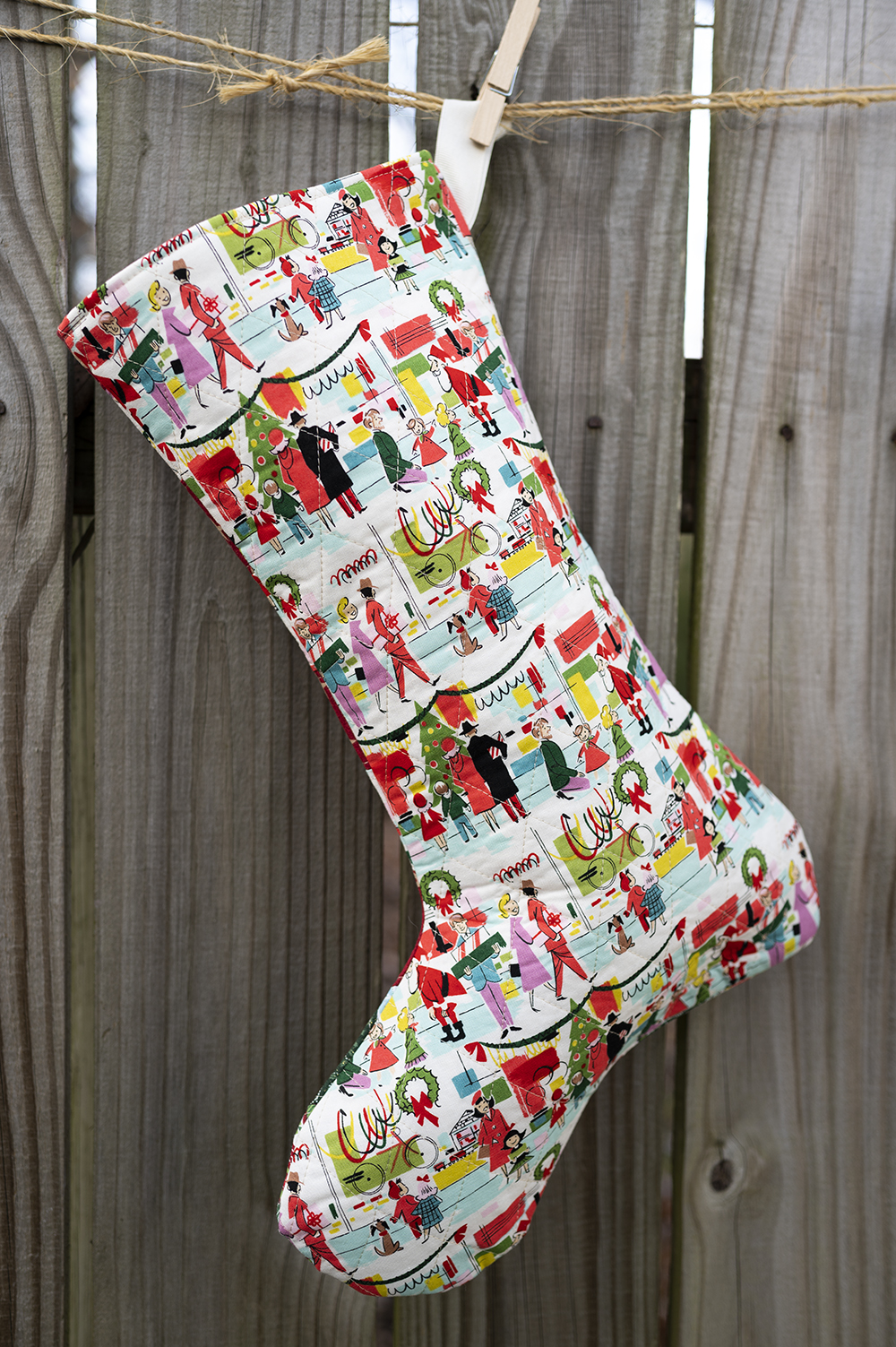 a quilted Christmas stocking