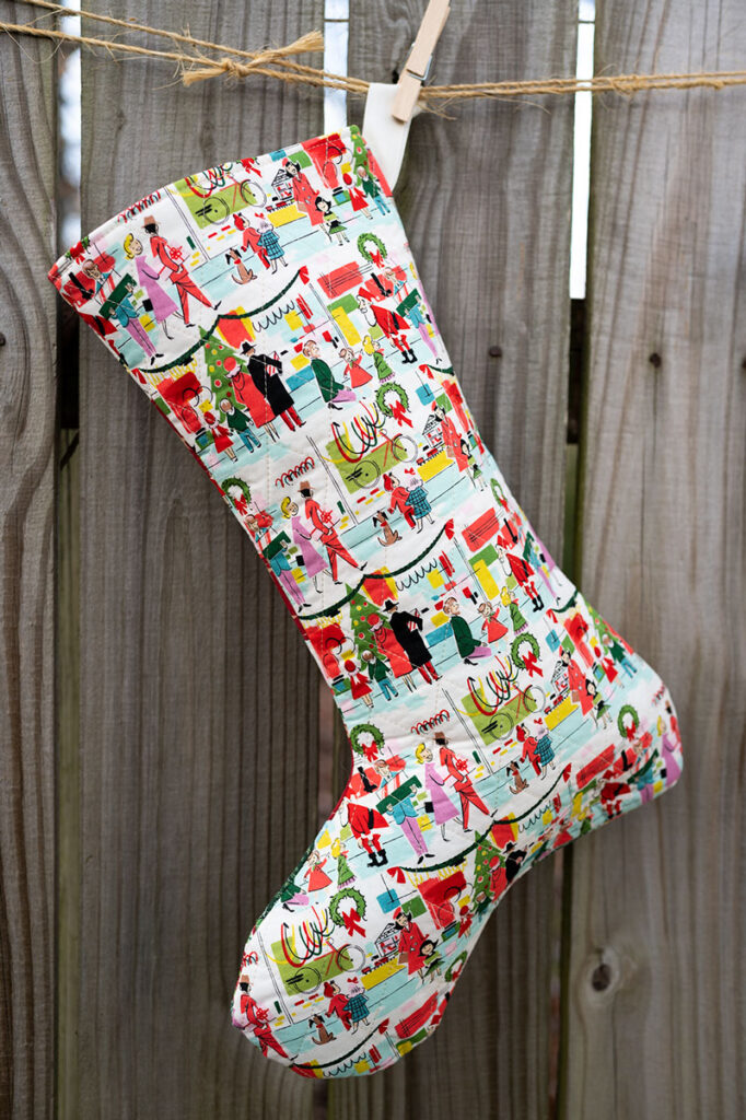 Quilted fabric Christmas Stocking