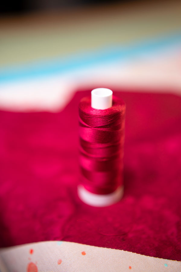 burgundy thread matched to fabric