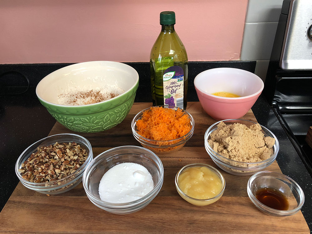 ingredients for a carrot cake