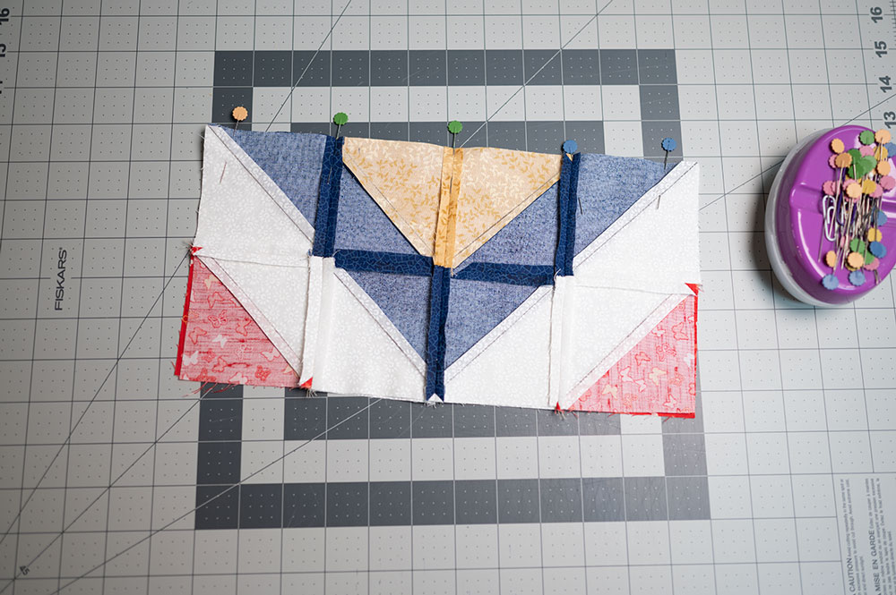 quilt block turned right sides together to finish sewing