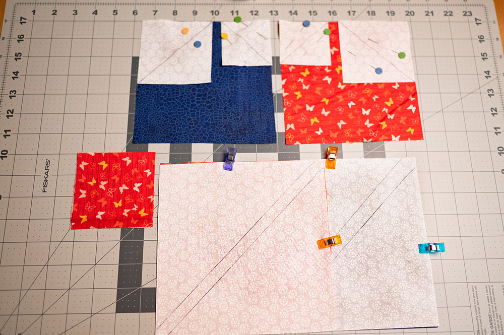 quilt pieces pinned and ready for sewing