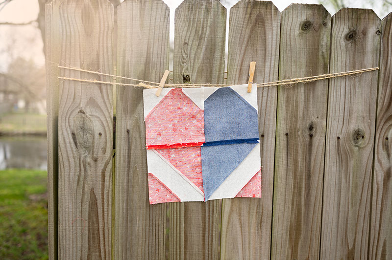 wrong side of quilt block showing pressed seams