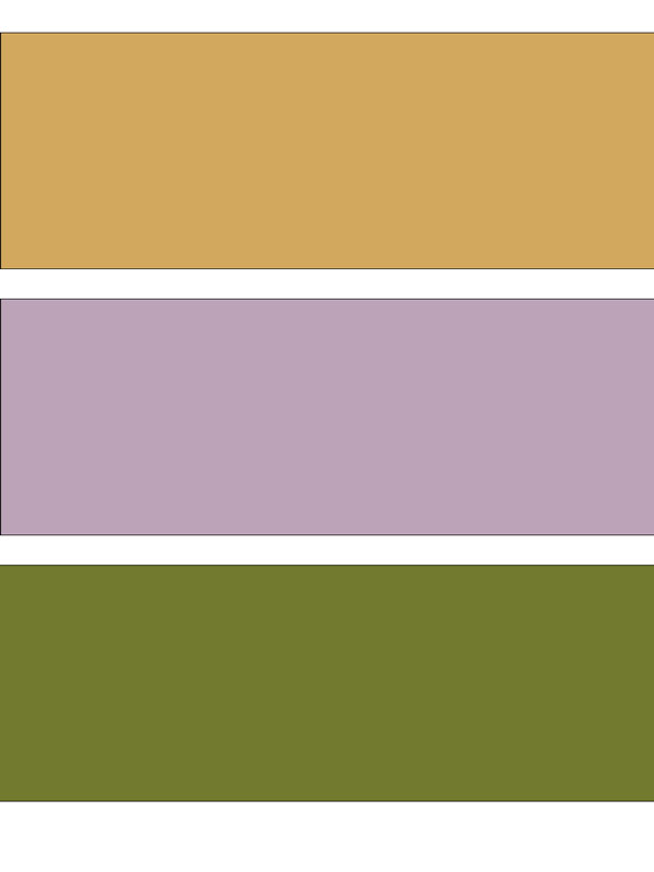 muted color palette showing orange, violet and green