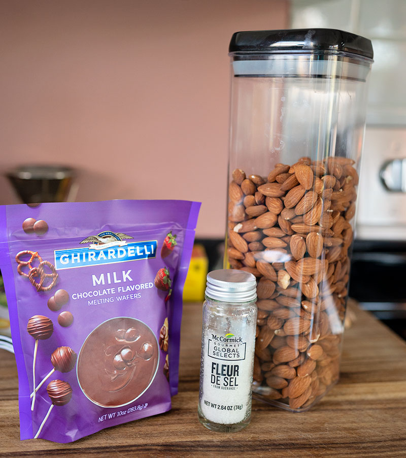 ingredients to make chocolate almond clusters