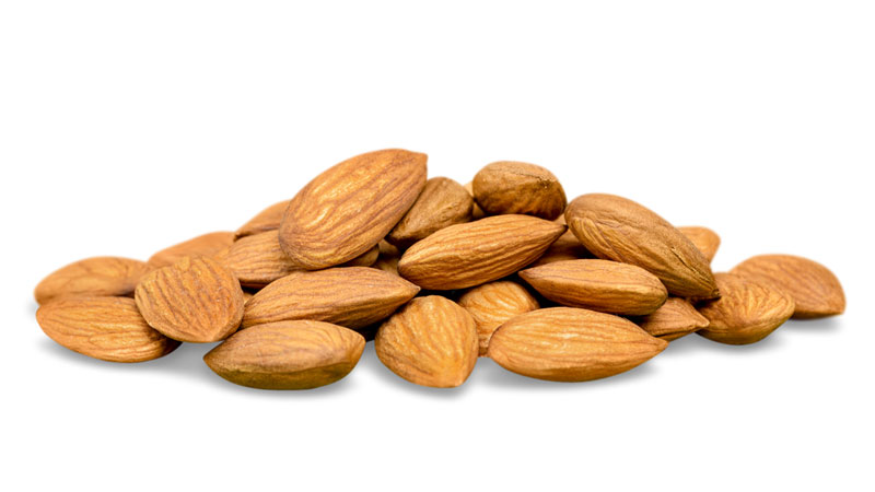 a small pile of raw almonds