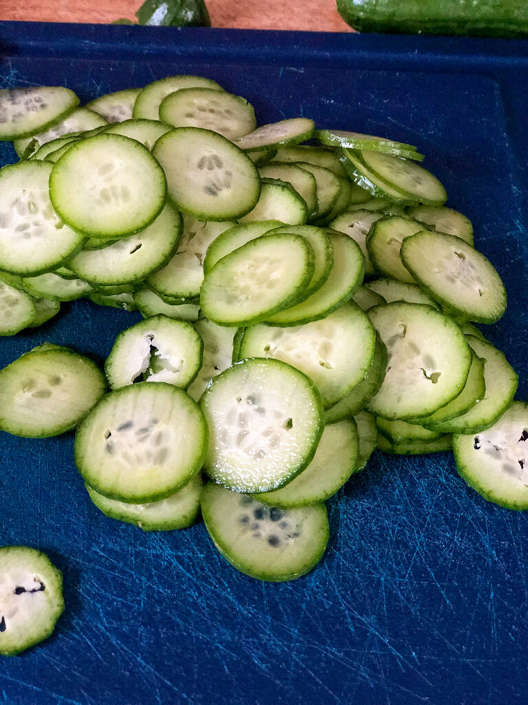 thin sliced cucumbers