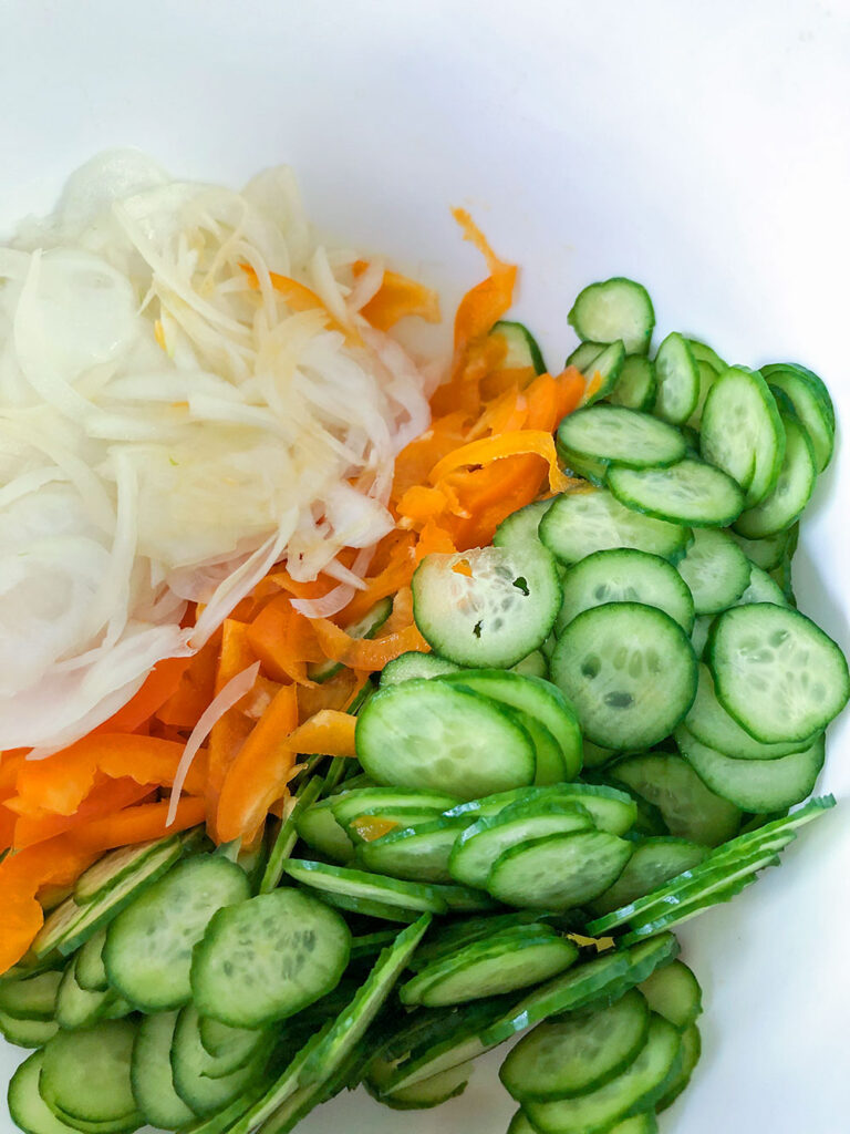 fresh slice vegetables to use in pickles