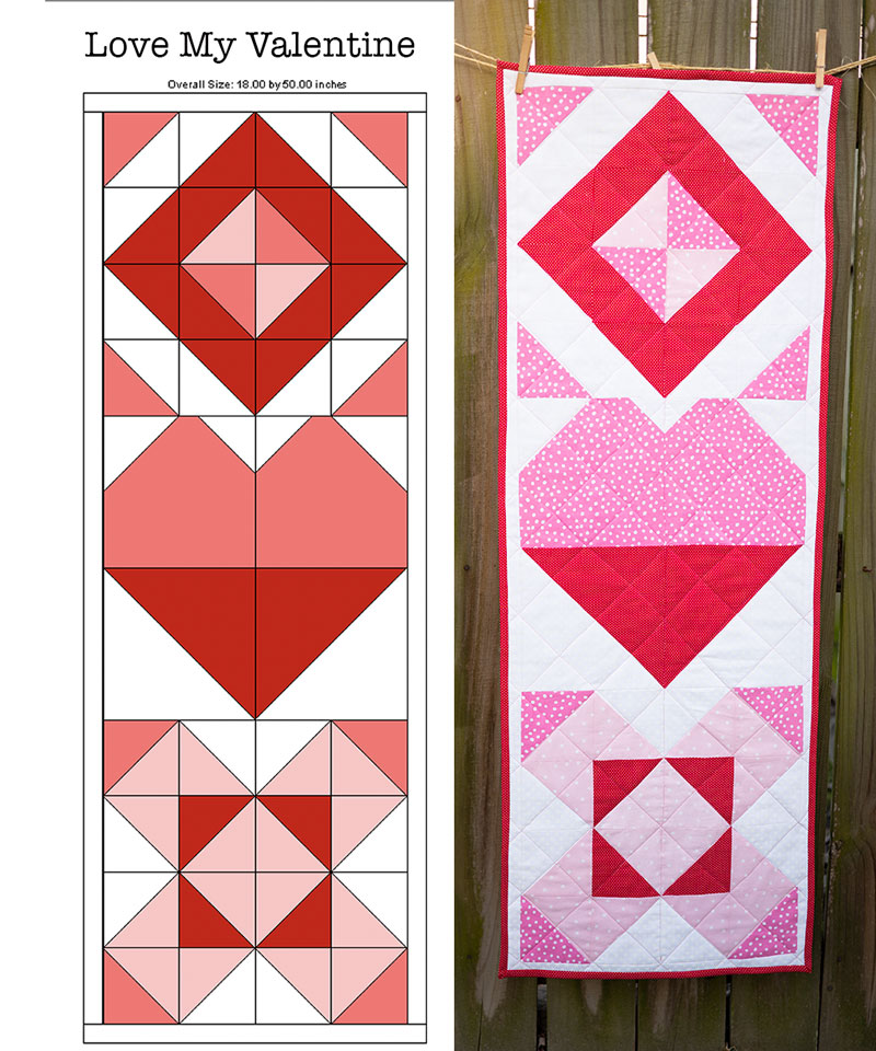 illustrated and completed version of the same table runner design