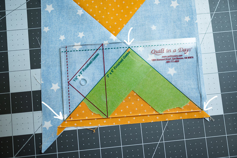 proper alignment of the quilt ruler