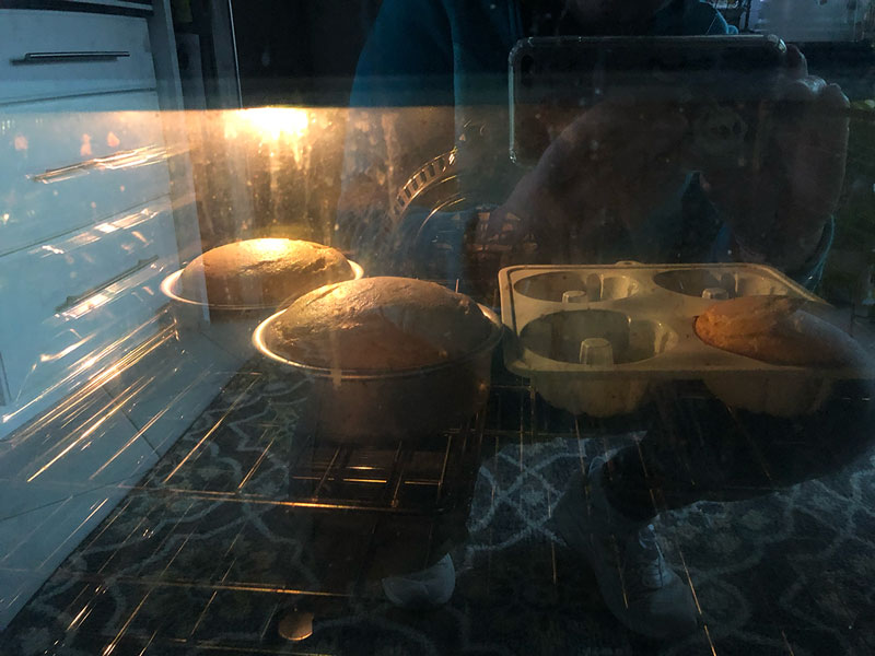 cakes baking in the oven