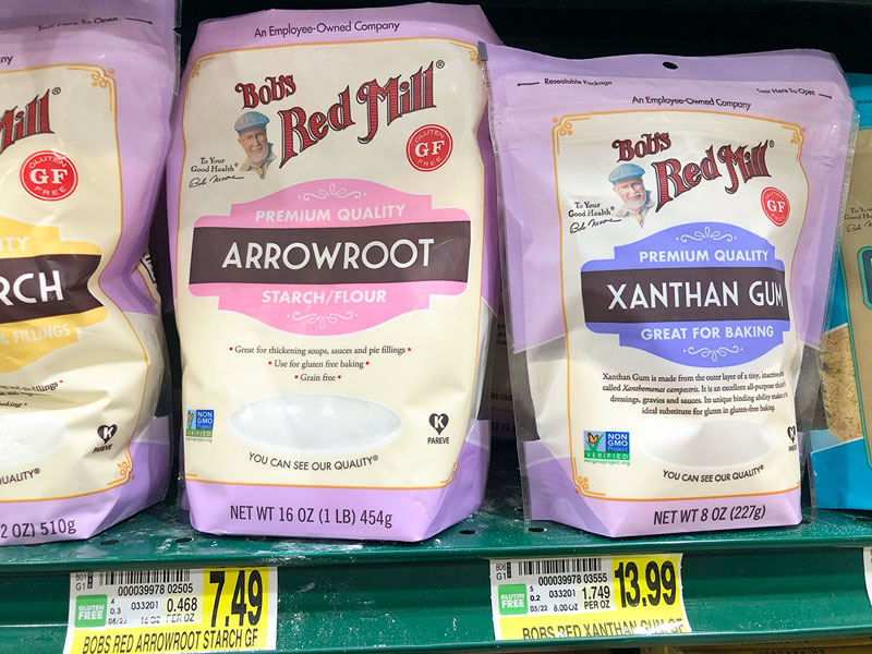 bags of arrowroot powder and xanthan gum