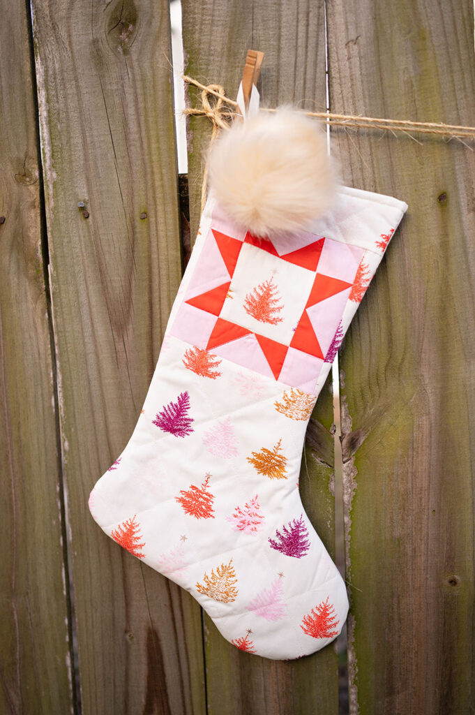 Brightly colored Quilted Christmas Stocking