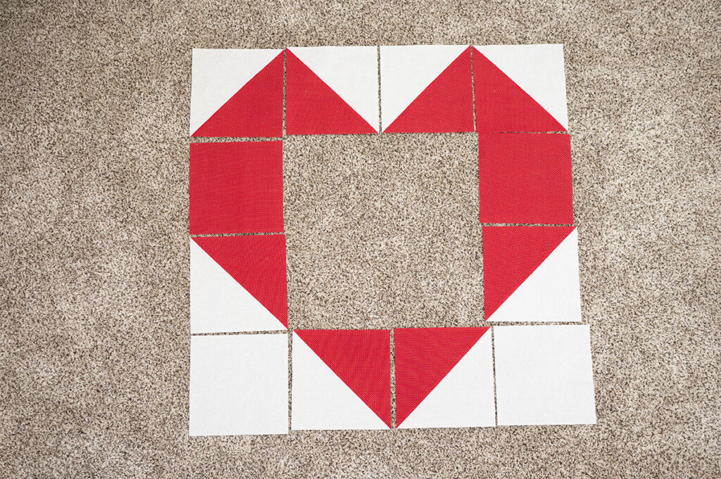 large heart quilt block with open area for a center panel