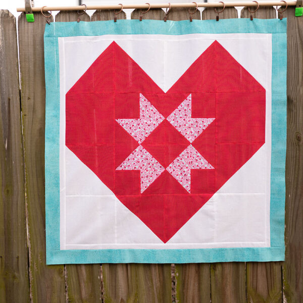 large quilt block made to look like a heart