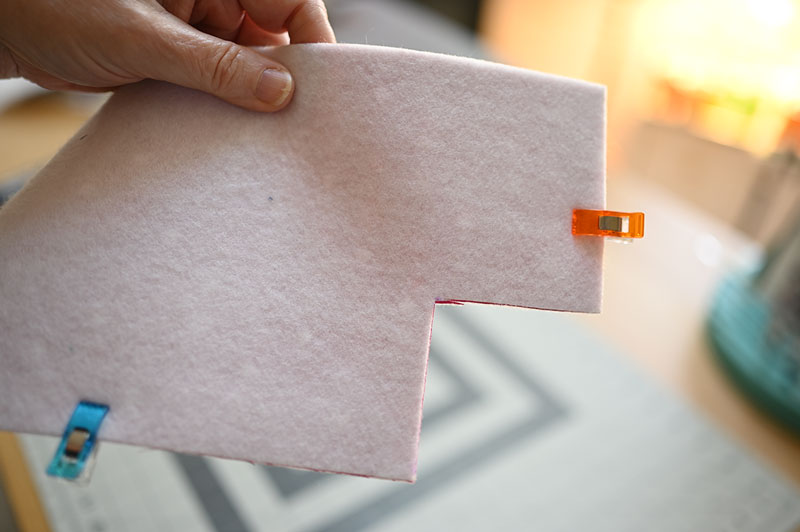 fabric sample with corners cut away