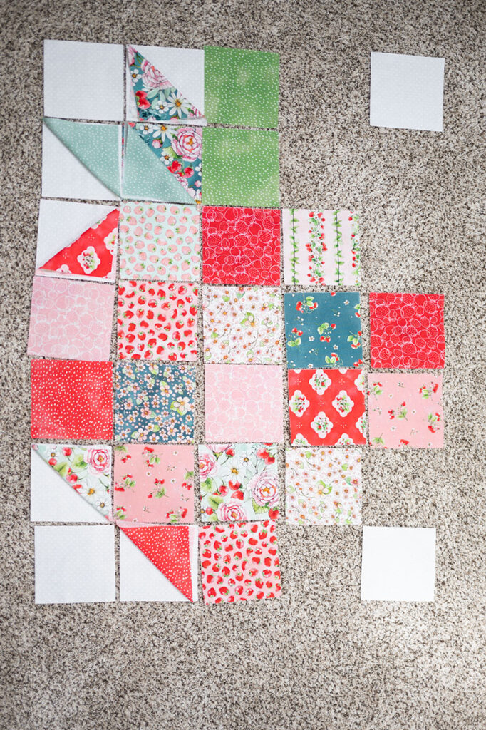 adding background fabric to a quilt block