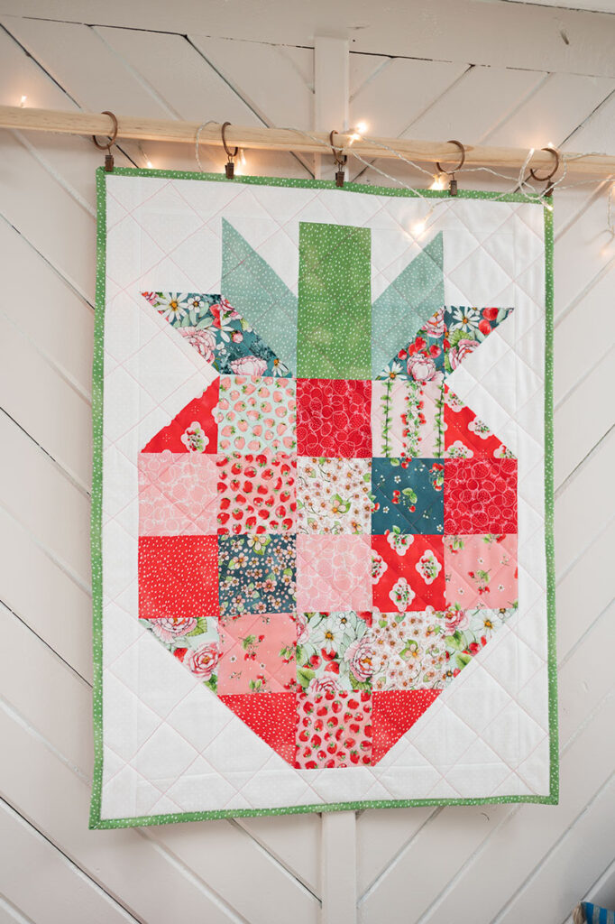 patchwork strawberry wall quilt